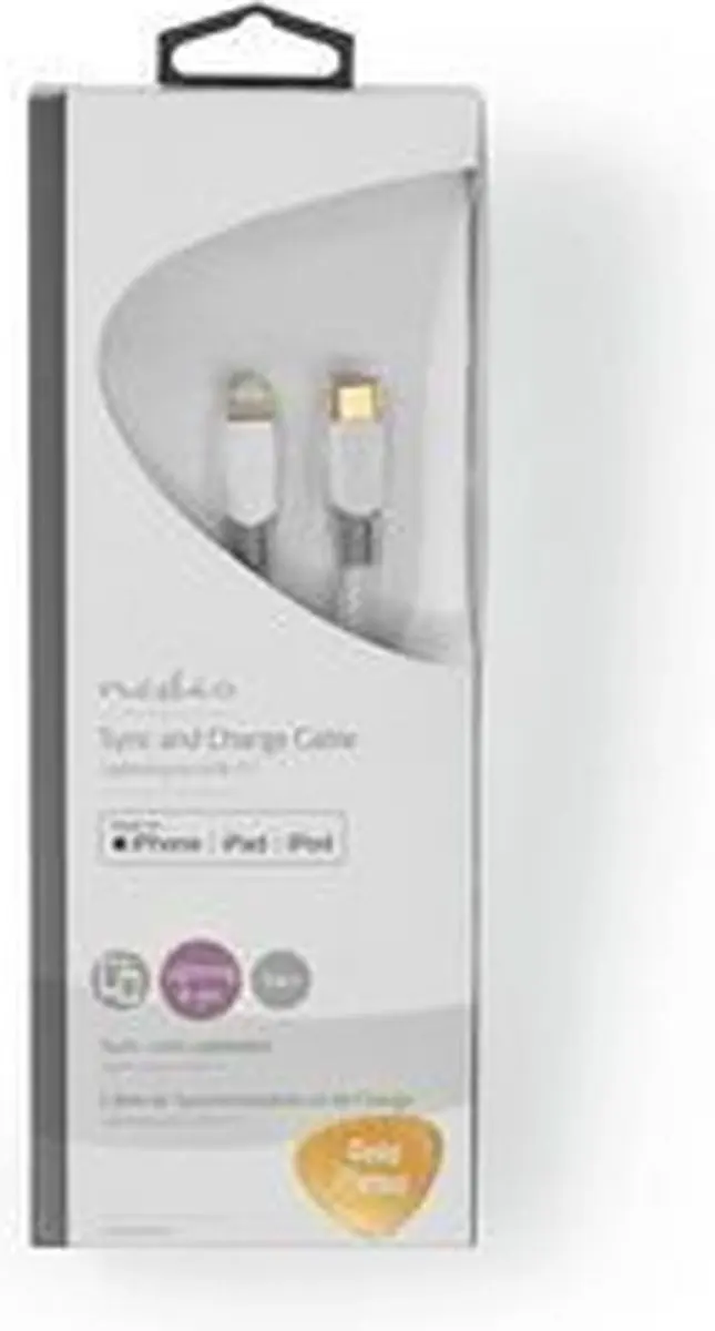 Nedis Lightning Kabel USB-C 8-Pins 1m - Verguld - Wit - afbeelding 6 van 6