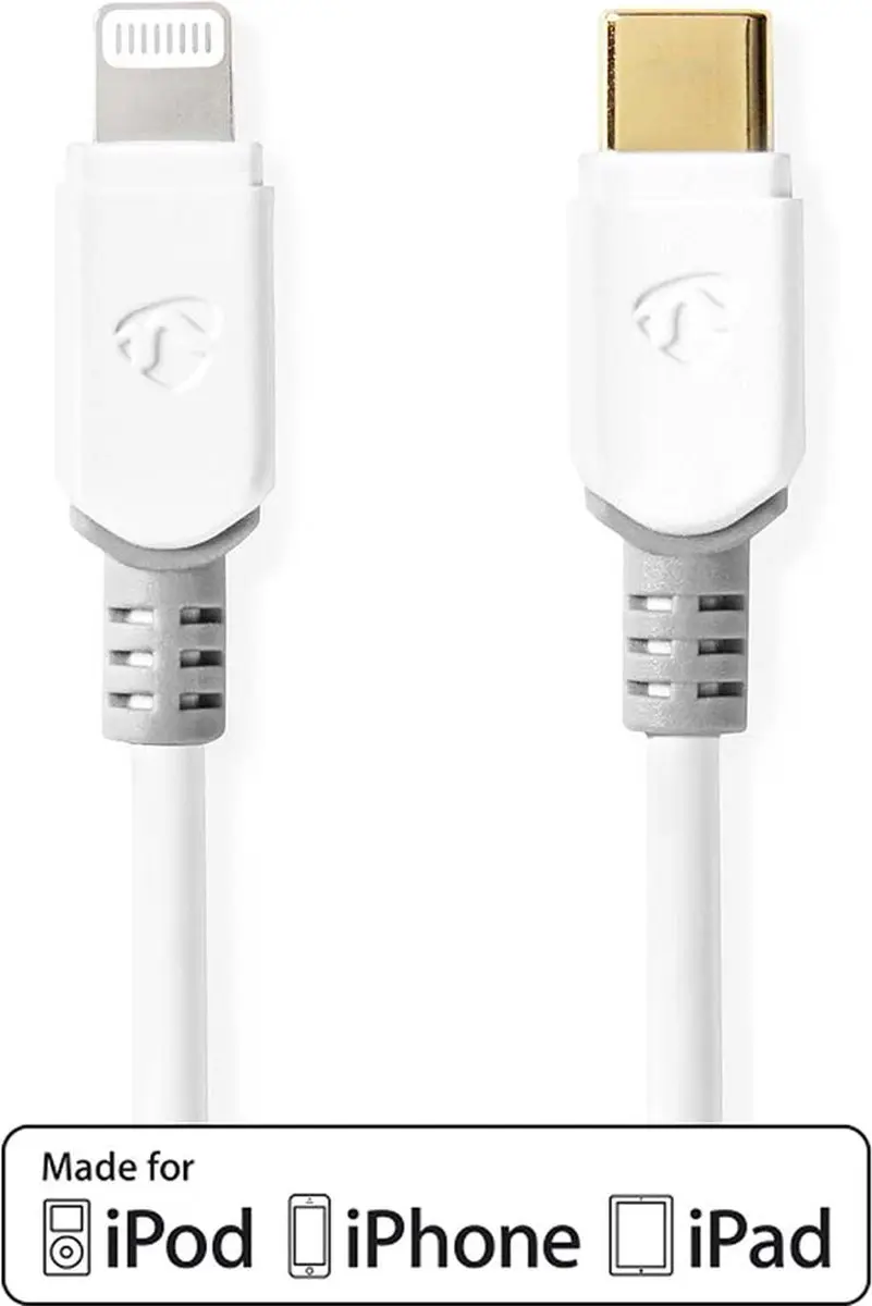 Nedis Lightning Kabel USB-C 8-Pins 1m - Verguld - Wit