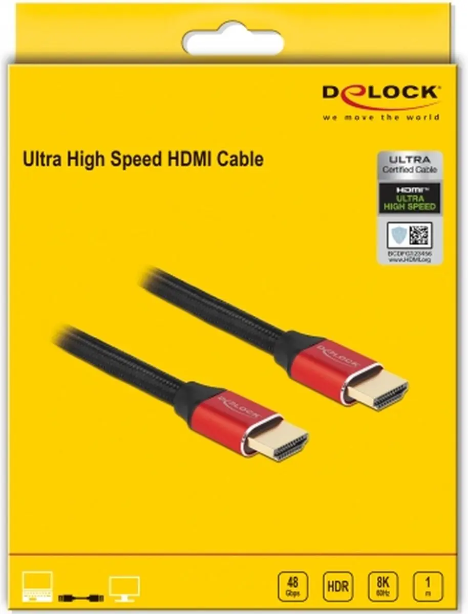 Delock Ultra High Speed HDMI Kabel 48 Gbps 8K 60Hz - 1m - Rood