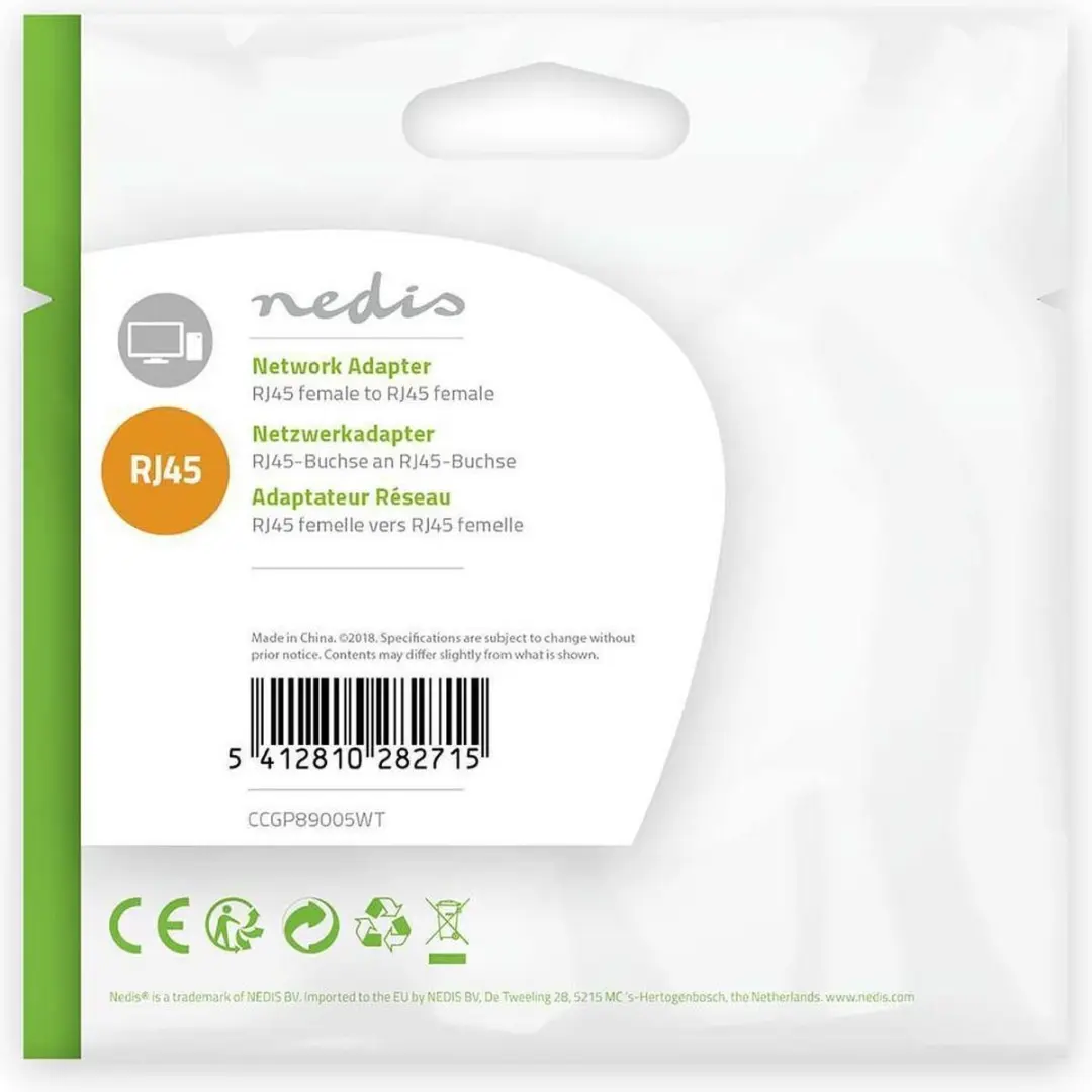 Nedis CAT5 RJ45 Koppeling - Recht - Wit