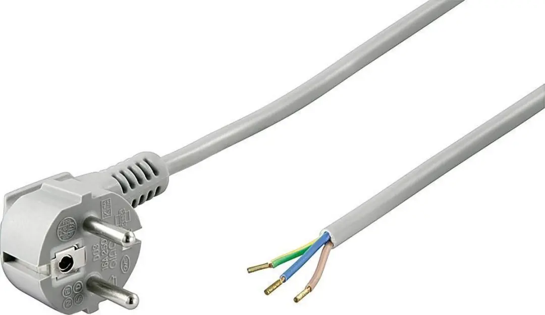 Goobay 50082 Beschermende Contactkabel 2m - 3x0.75mm² - Grijs