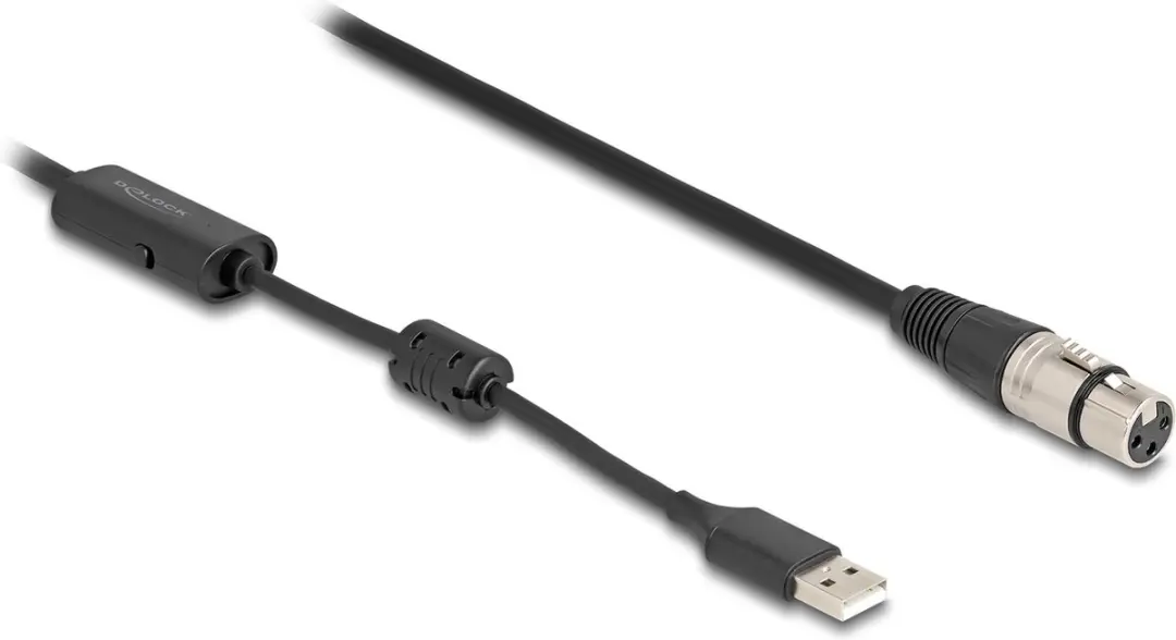 Delock XLR naar USB-A Audio Converter Kabel 3m - Zwart