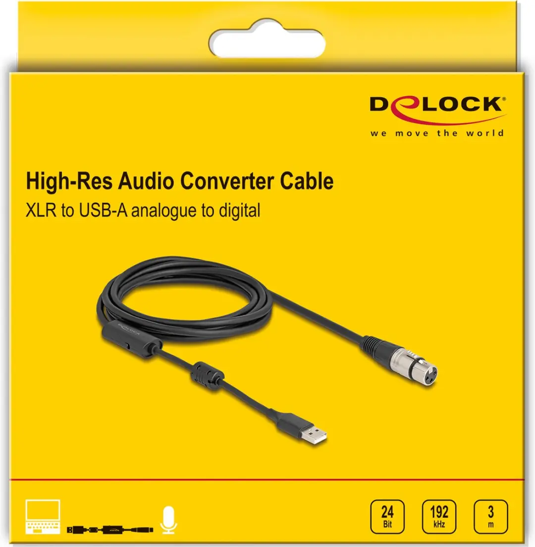 Delock XLR naar USB-A Audio Converter Kabel 3m - Zwart