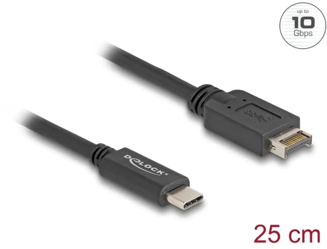Delock USB 10Gbps Type-E 20-pin male naar USB-C male 25cm