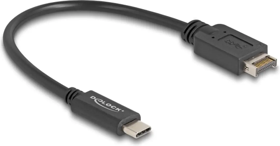 Delock USB 10Gbps Type-E 20-pin male naar USB-C male 25cm - Zwart