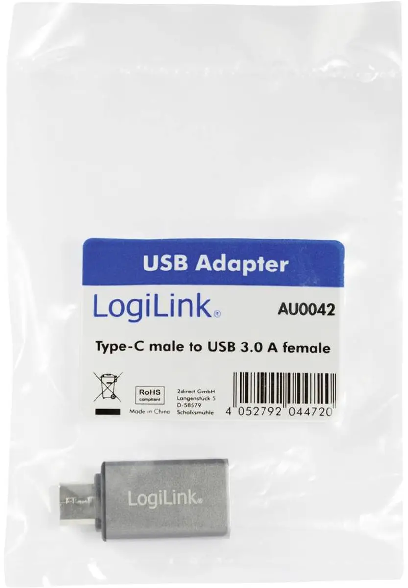 Logilink AU0042 USB-C naar USB-A Adapter - Zilver
