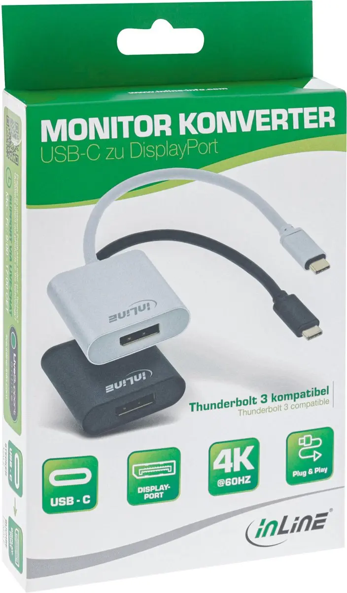 InLine USB-C naar DisplayPort 4K Converter 64102S - Zilver