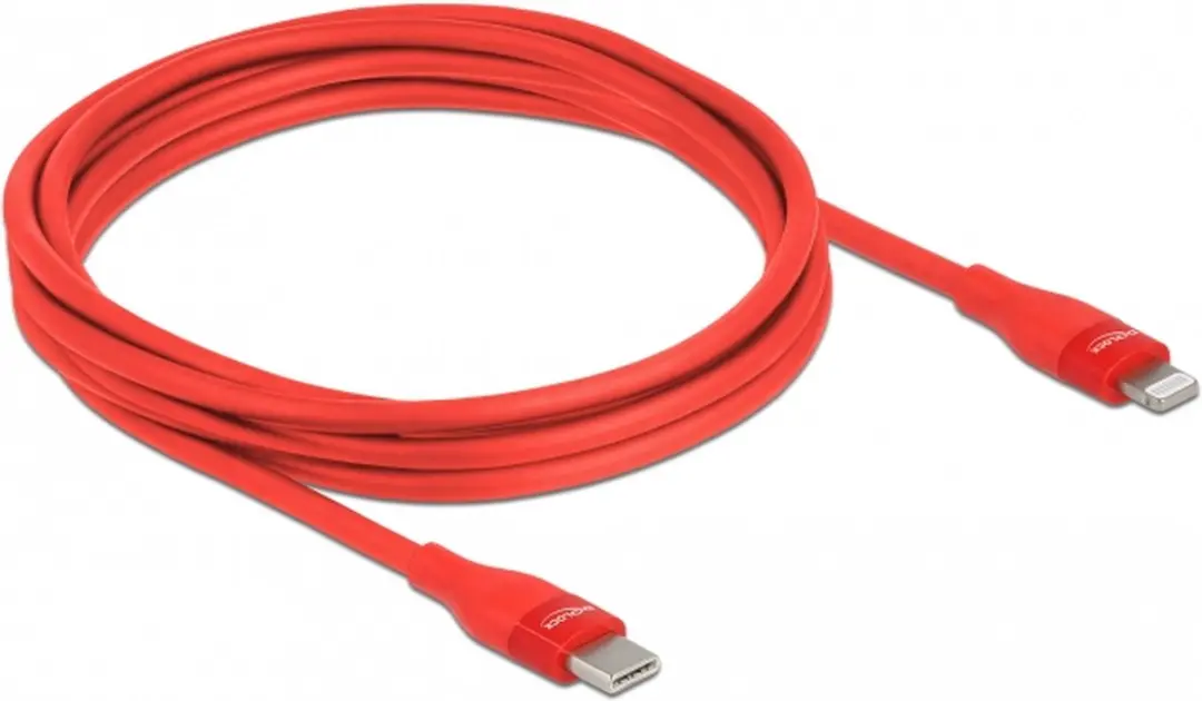 Delock USB-C naar Lightning Kabel 2m - Rood