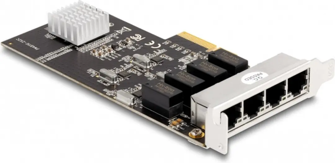 Delock PCIe x4 4x Gigabit LAN Kaart RTL8111 - Zilver
