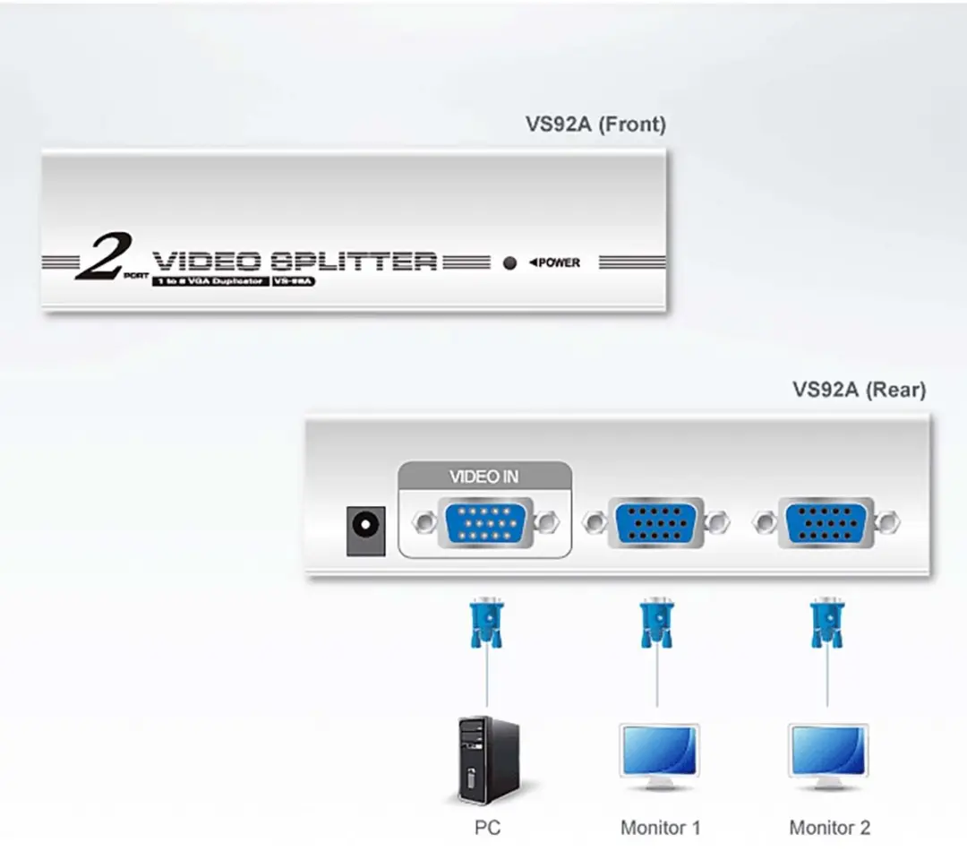Aten VS92A 2-Poorts VGA Splitter - Paars