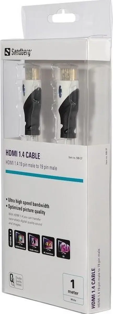 Sandberg 1.4 HDMI Kabel 1m - Zwart/Wit