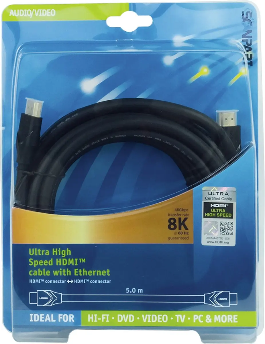 Scanpart HDMI Kabel 5m 8K@60Hz - 48Gbps - HDMI 2.1 - Zwart - afbeelding 6 van 6