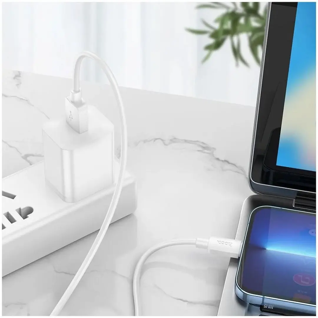 Hoco X96 USB naar Lightning Laadkabel 1M - Wit