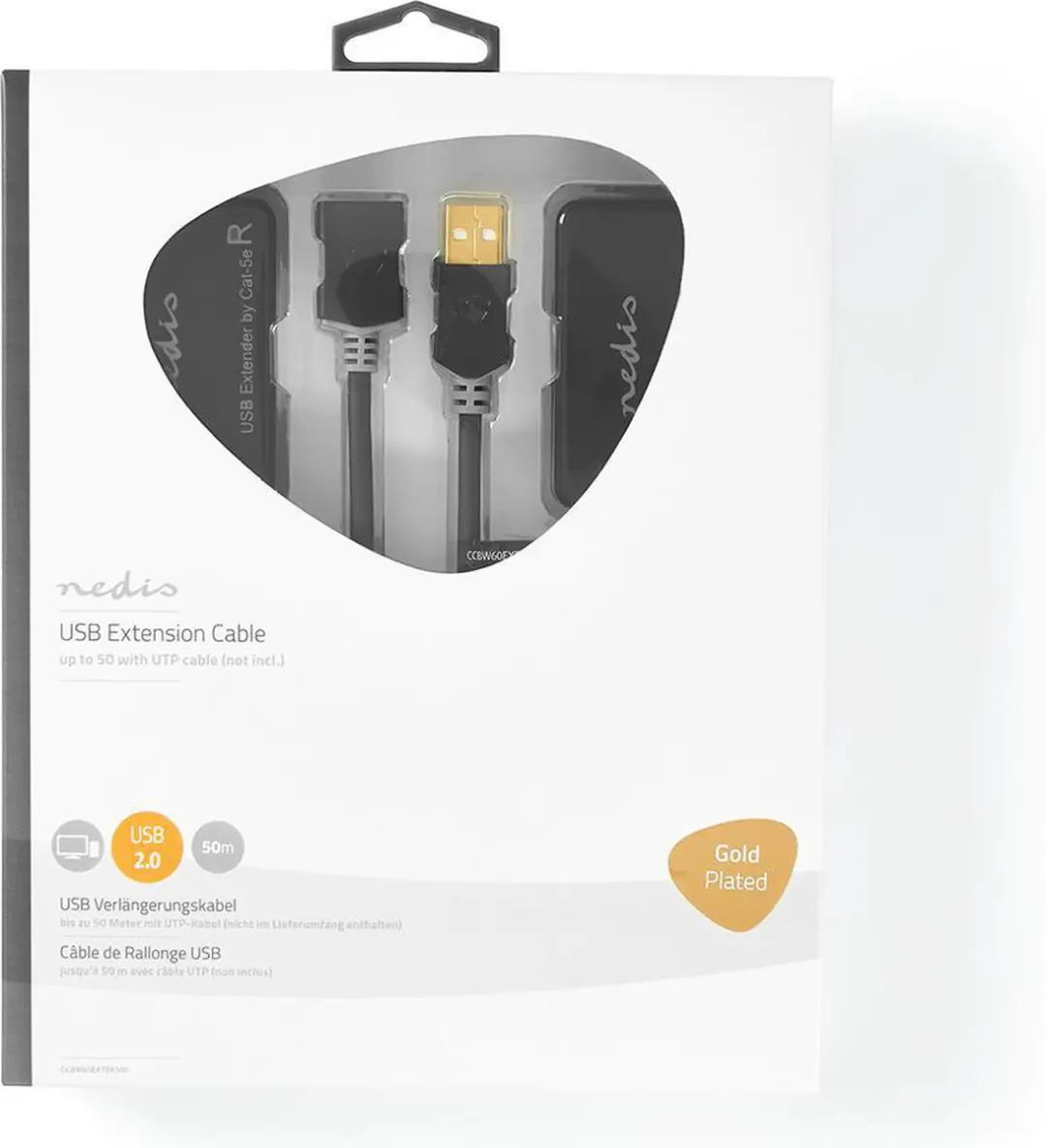 Nedis USB-A naar USB-A RJ45 Verlengkabel 50m - 12 Mbps - Zwart