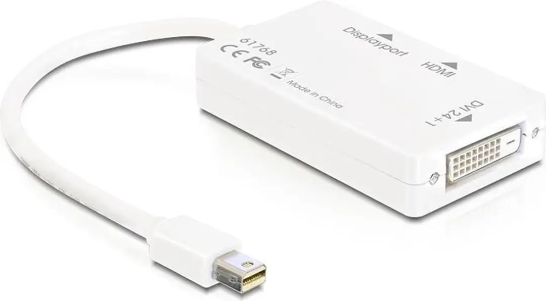 Delock Adapter DP mini-St naar DP/HDMI/DVI - Wit