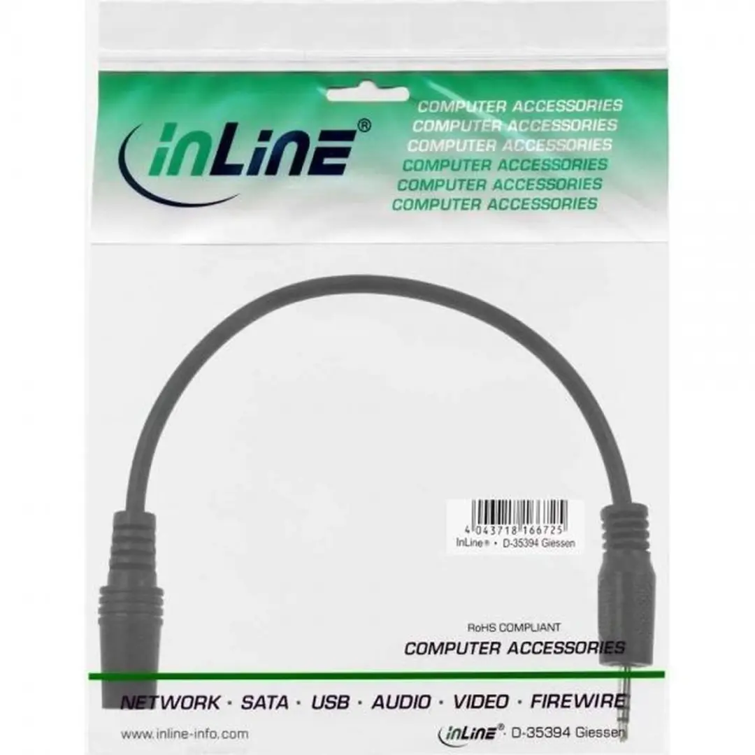 InLine 2,5mm Jack 4-polig naar 3,5mm Jack 4-polig Kabel - 1m - Zwart