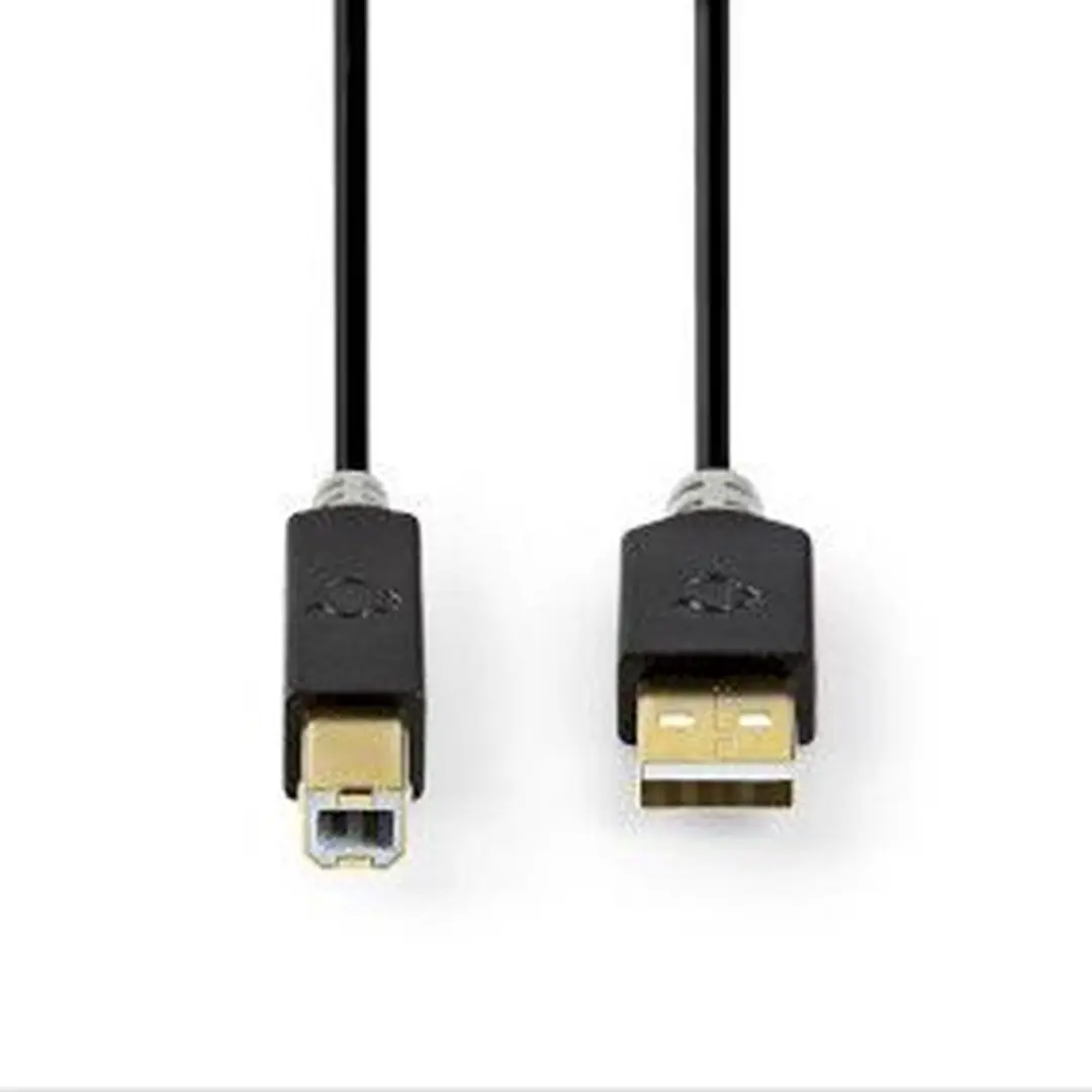 Nedis USB 2.0 A-B Kabel 3m - Verguld - Antraciet