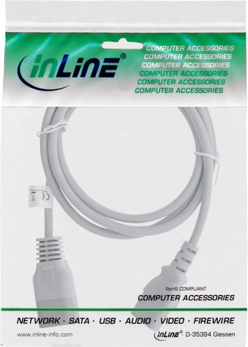InLine C13-C14 Stroomkabel 3x0,75mm² - 1,8m - Grijs