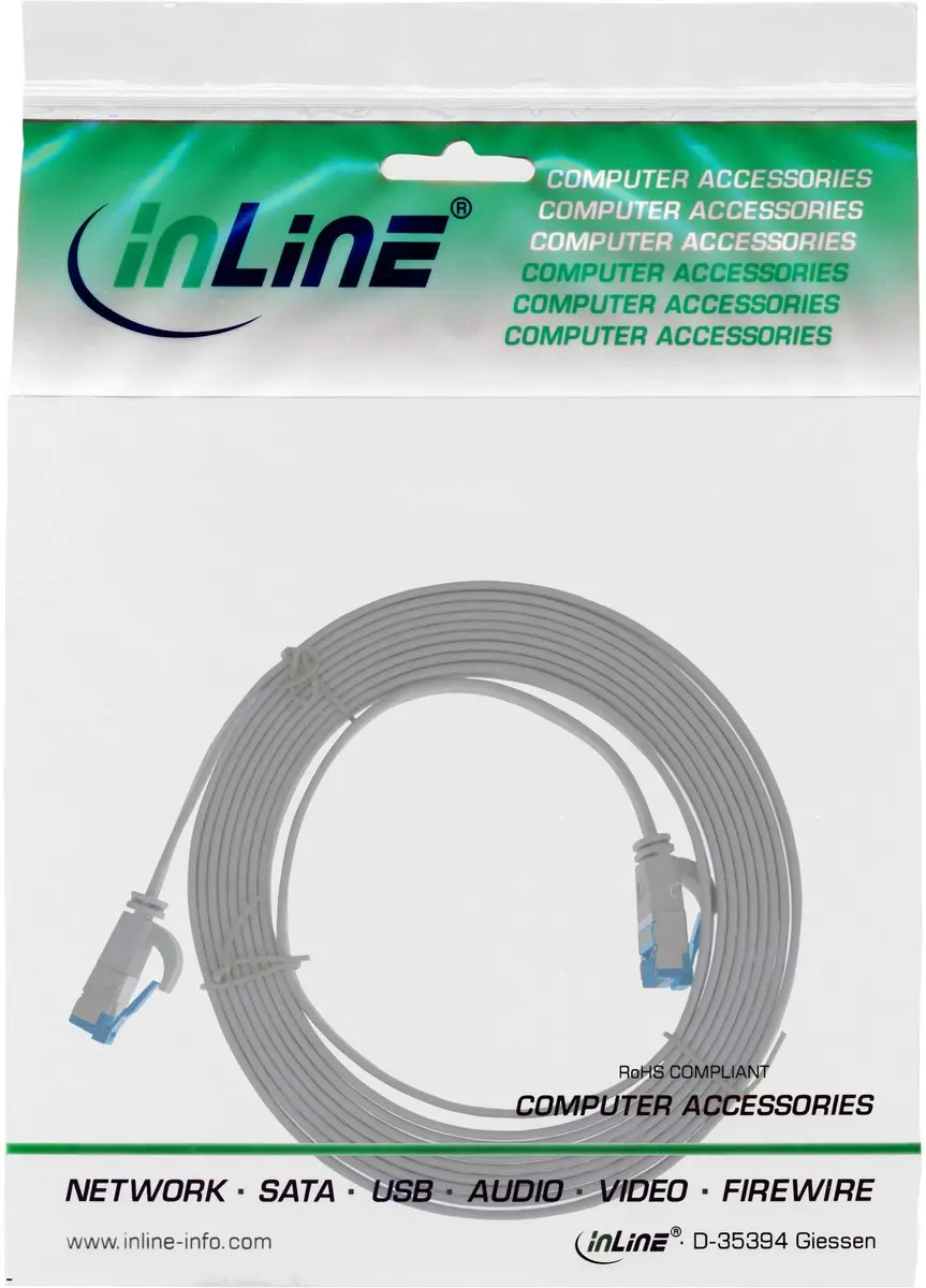 InLine UFTP CAT6a Platte Netwerkkabel 3m - Grijs