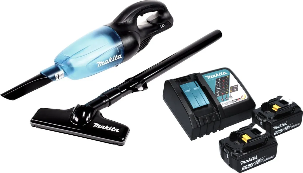 Makita DCL180RT Accu Stofzuiger - 18V - 2x 5.0Ah + Lader - afbeelding 2 van 5