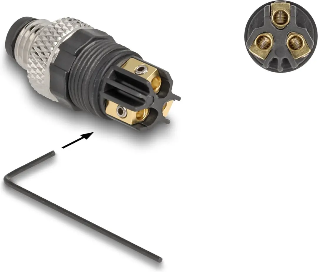 Delock M8 Connector A-coded 3-pin Male - Zwart