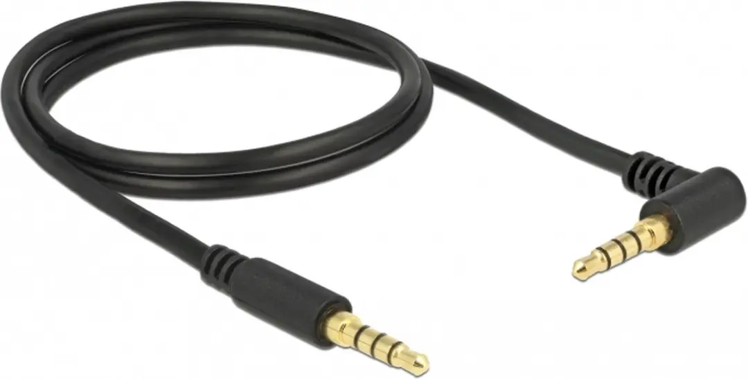 Delock 3,5mm Jack 4-polig AWG24 Kabel - Haaks - 1m - Zwart
