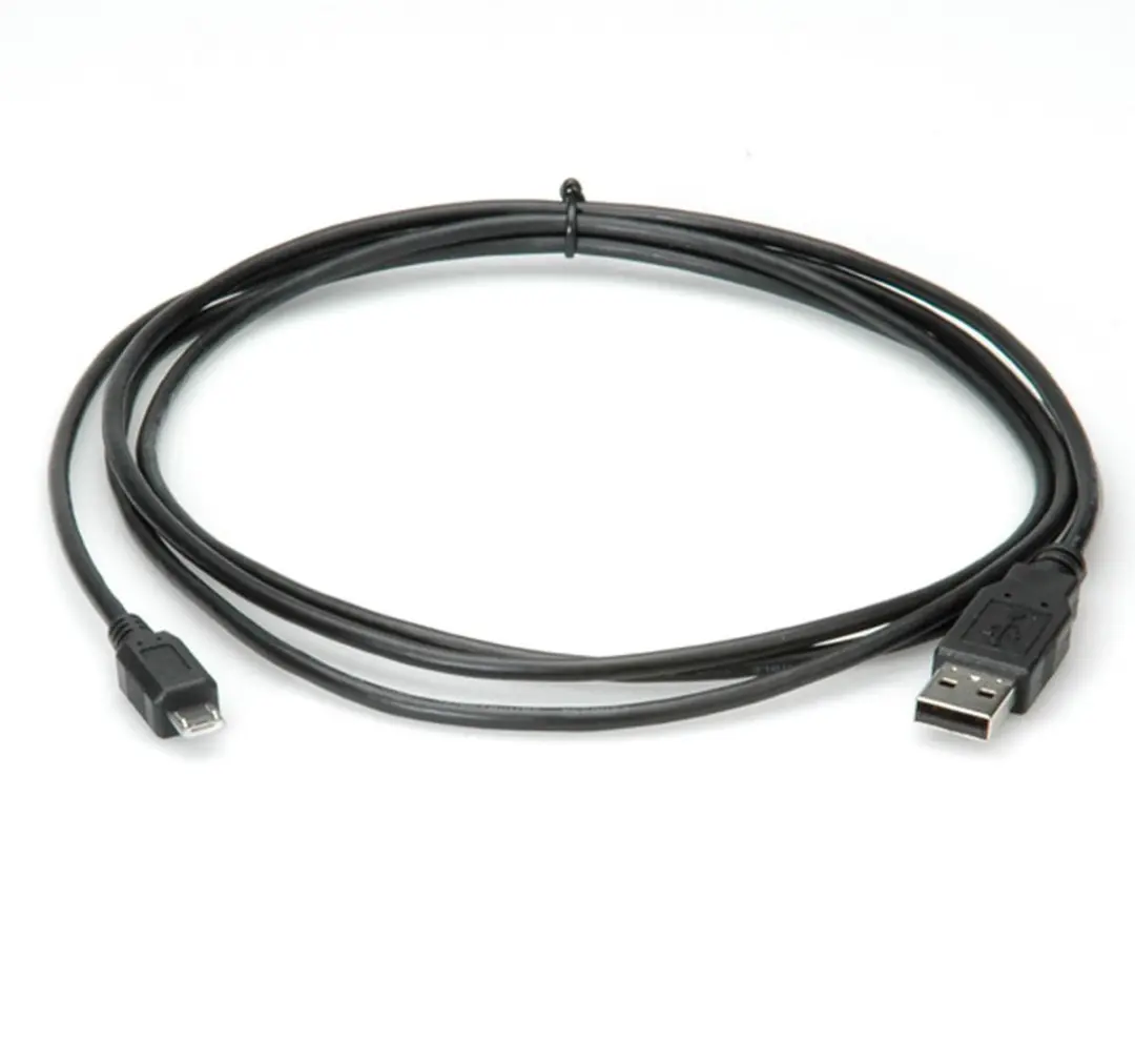 Roline USB A naar Micro USB B Kabel - 0,8m - Zwart