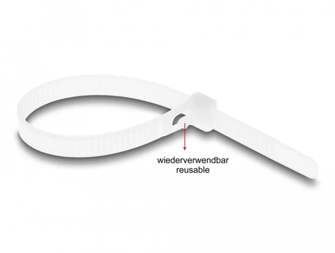 Delock Herbruikbare Kabelbinders 150x7.2mm - 100 Stuks - Wit