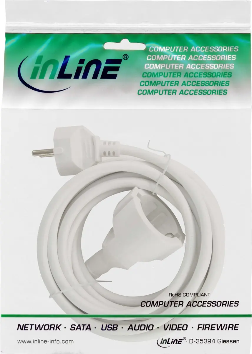InLine CEE 7/7 7/3 Stroom Verlengkabel 3x1,5mm² - 1,5m - Wit