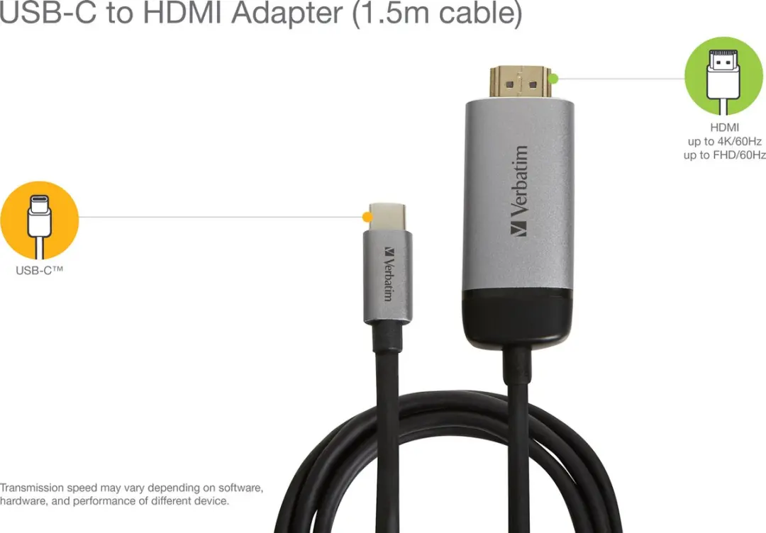 Verbatim USB-C naar HDMI 4K Adapter - Transparant