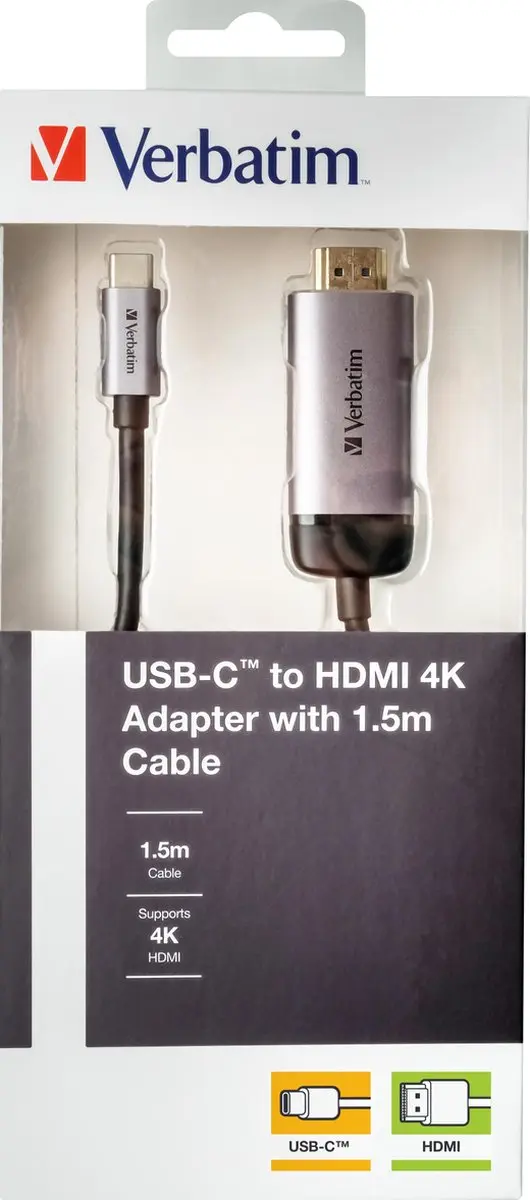 Verbatim USB-C naar HDMI 4K Adapter - Transparant