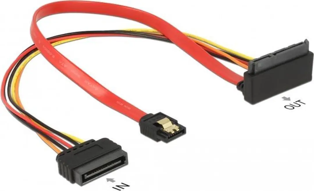 Delock SATA Haaks Data & Voedingskabel 6Gbit/s 0,3m