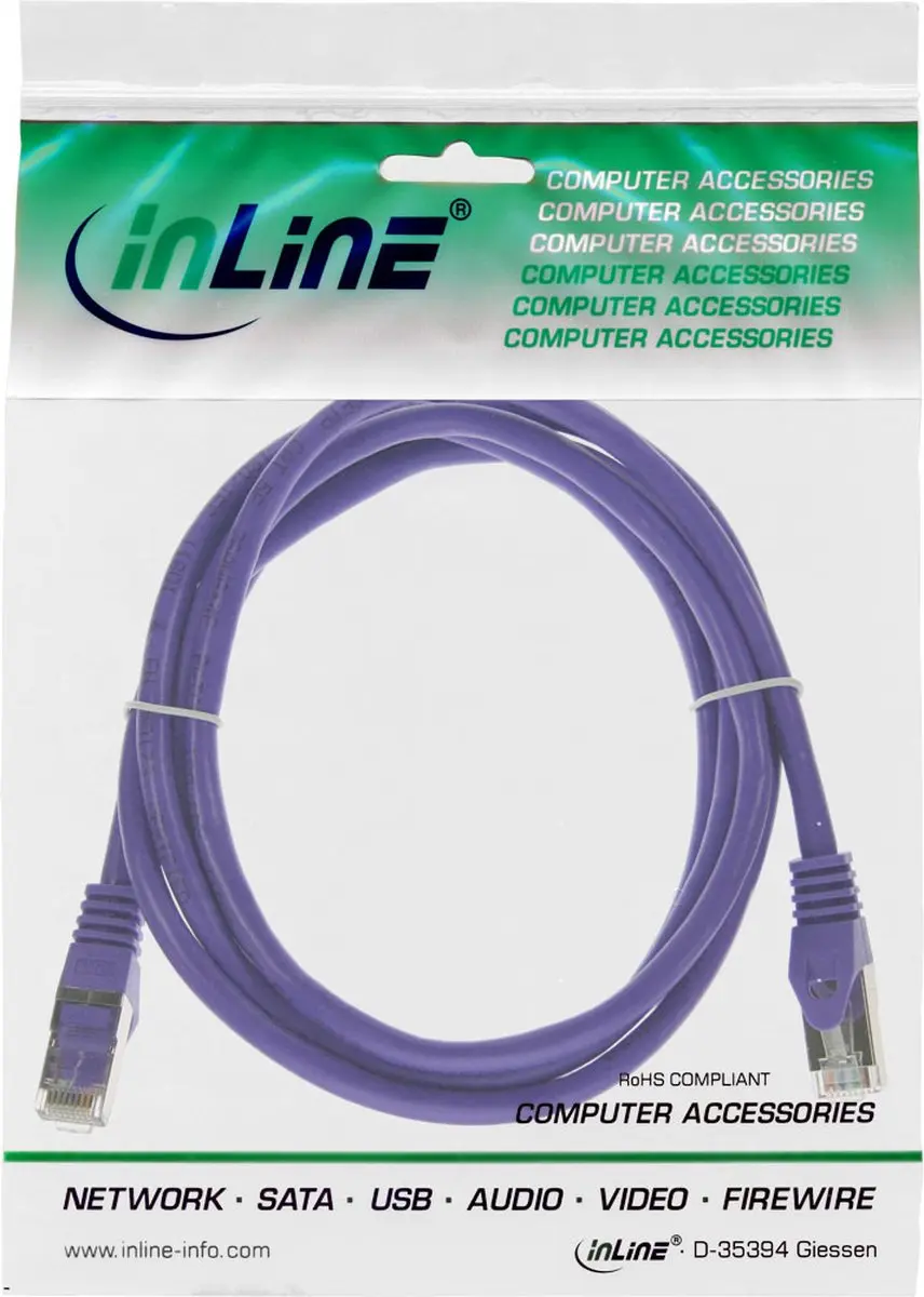 InLine Patchkabel SF/UTP Cat.5e Violet 0,3m