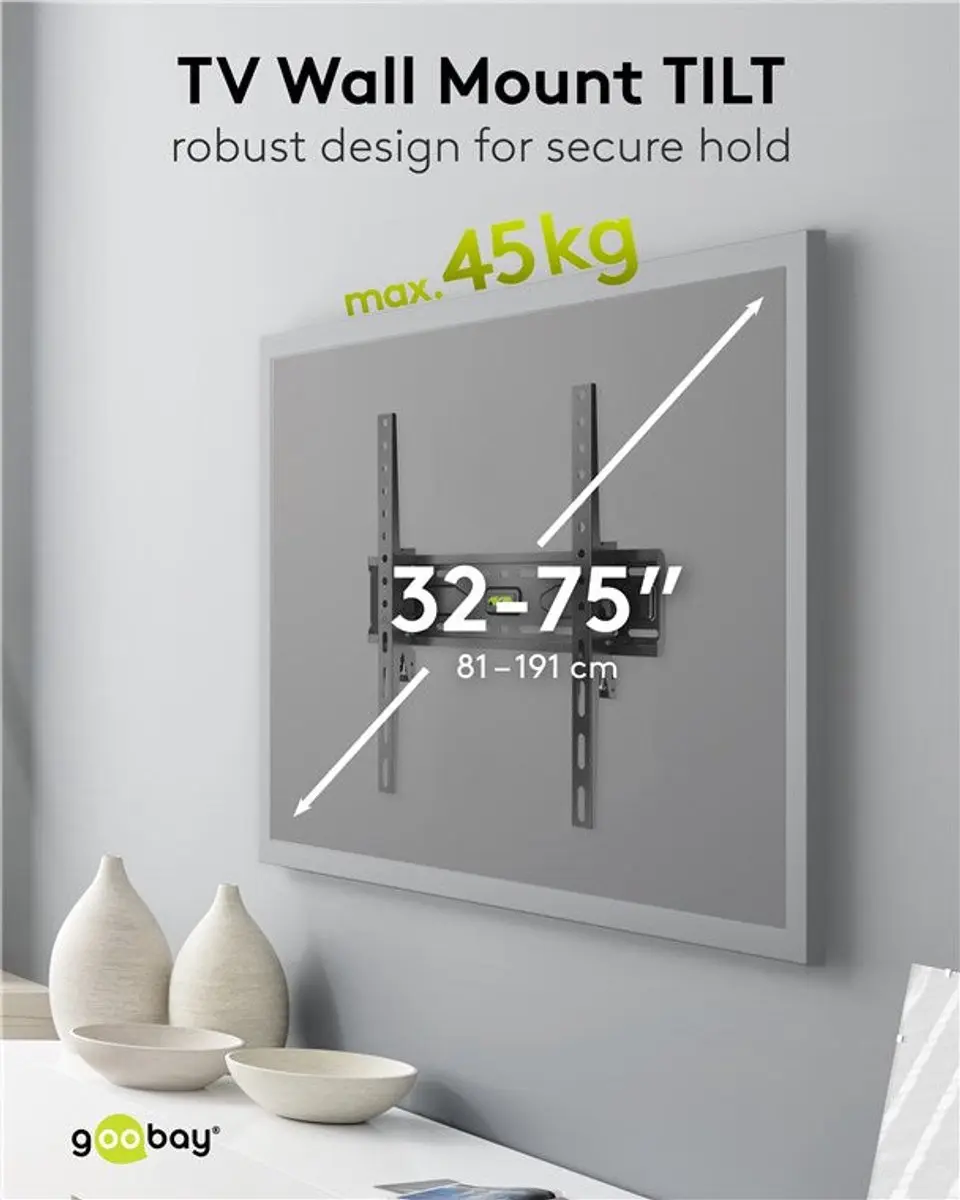 Goobay TV-muurbeugel 79760 - 100 inch - Kantelbaar - Zwart