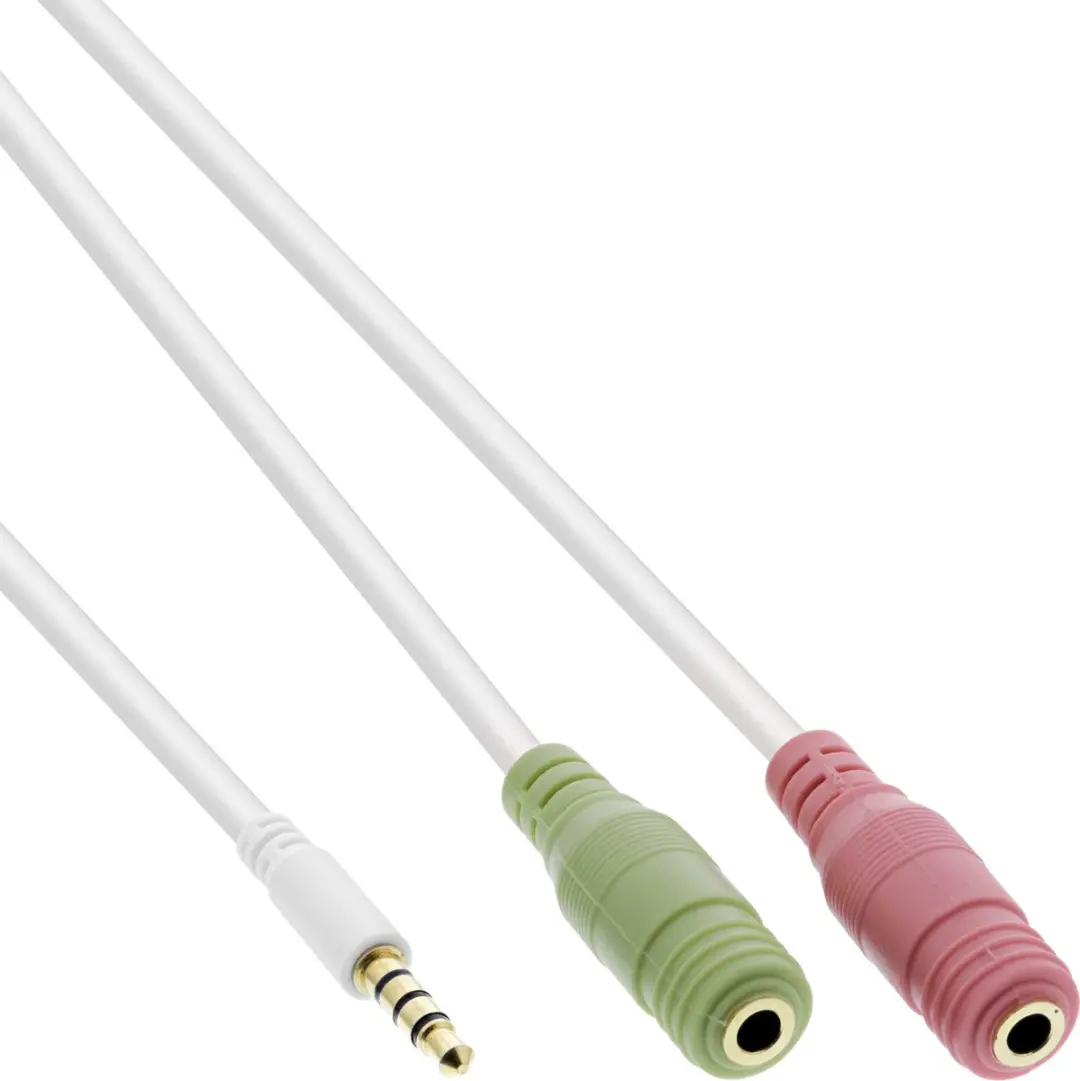 InLine 3,5mm 4-polig Adapter - 2x Headset - 1m - Wit