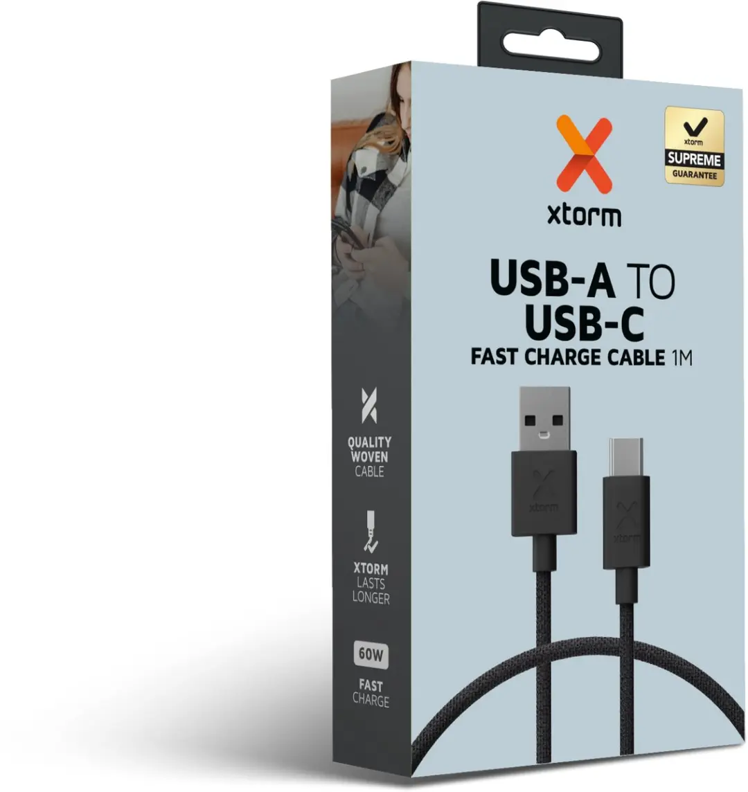 Xtorm Go2 CXG2051 USB-A naar USB-C Kabel 1m - Zwart