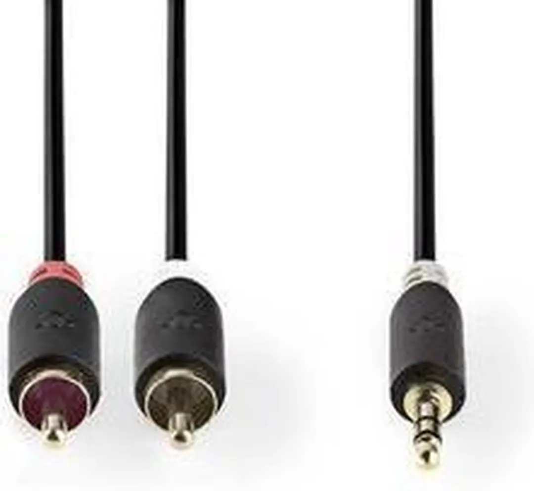 Nedis Stereo-Audiokabel 3,5mm Male naar 2x RCA Male - 1m - Verguld - Antraciet - afbeelding 6 van 6