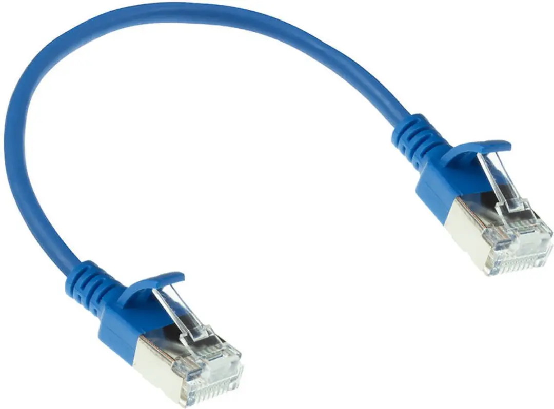ACT Blauwe CAT6A Slimline Patchkabel 0,15m - RJ45