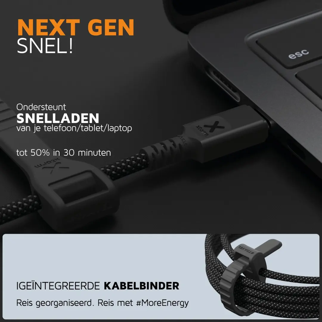 Xtorm Next Gen CX3091 USB-C Kabel 240W - 1,5m - Zwart