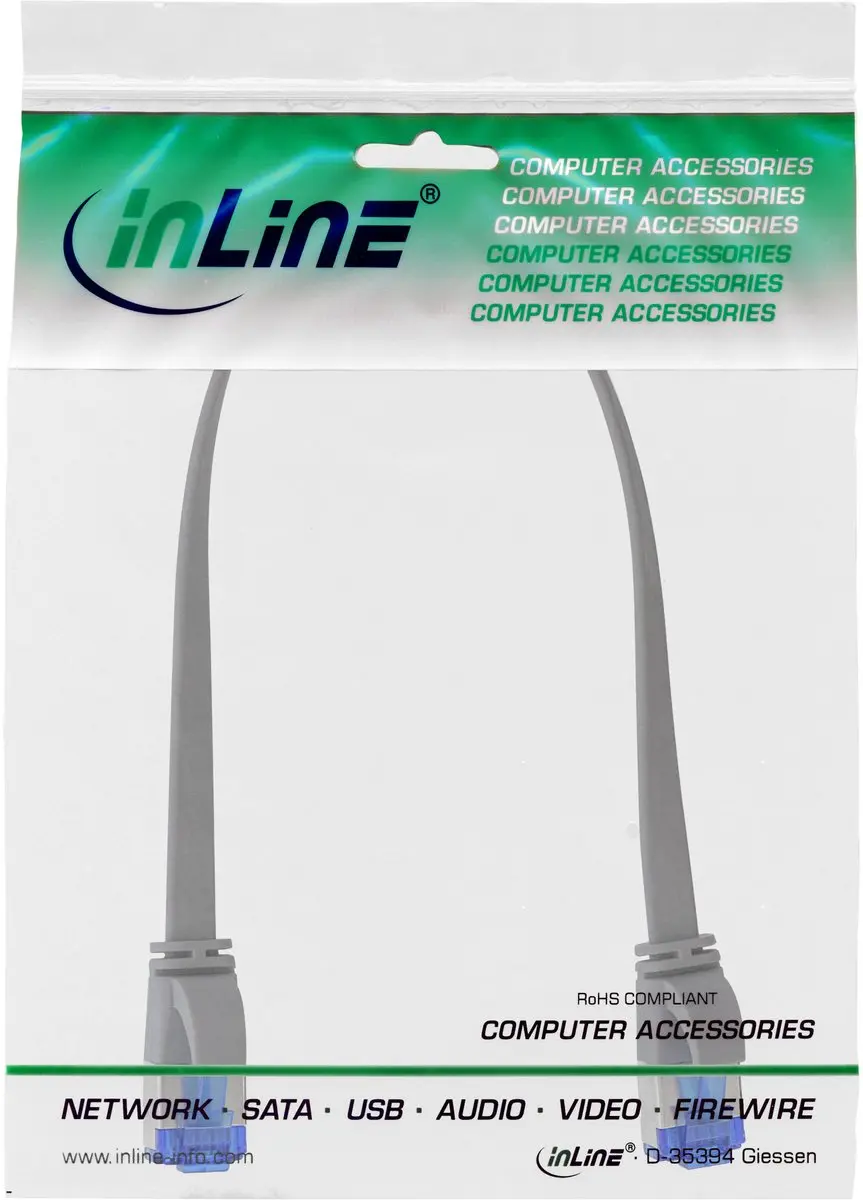 InLine Patchkabel U/FTP Cat.6A TPE Halogeenvrij 0,3m - Grijs