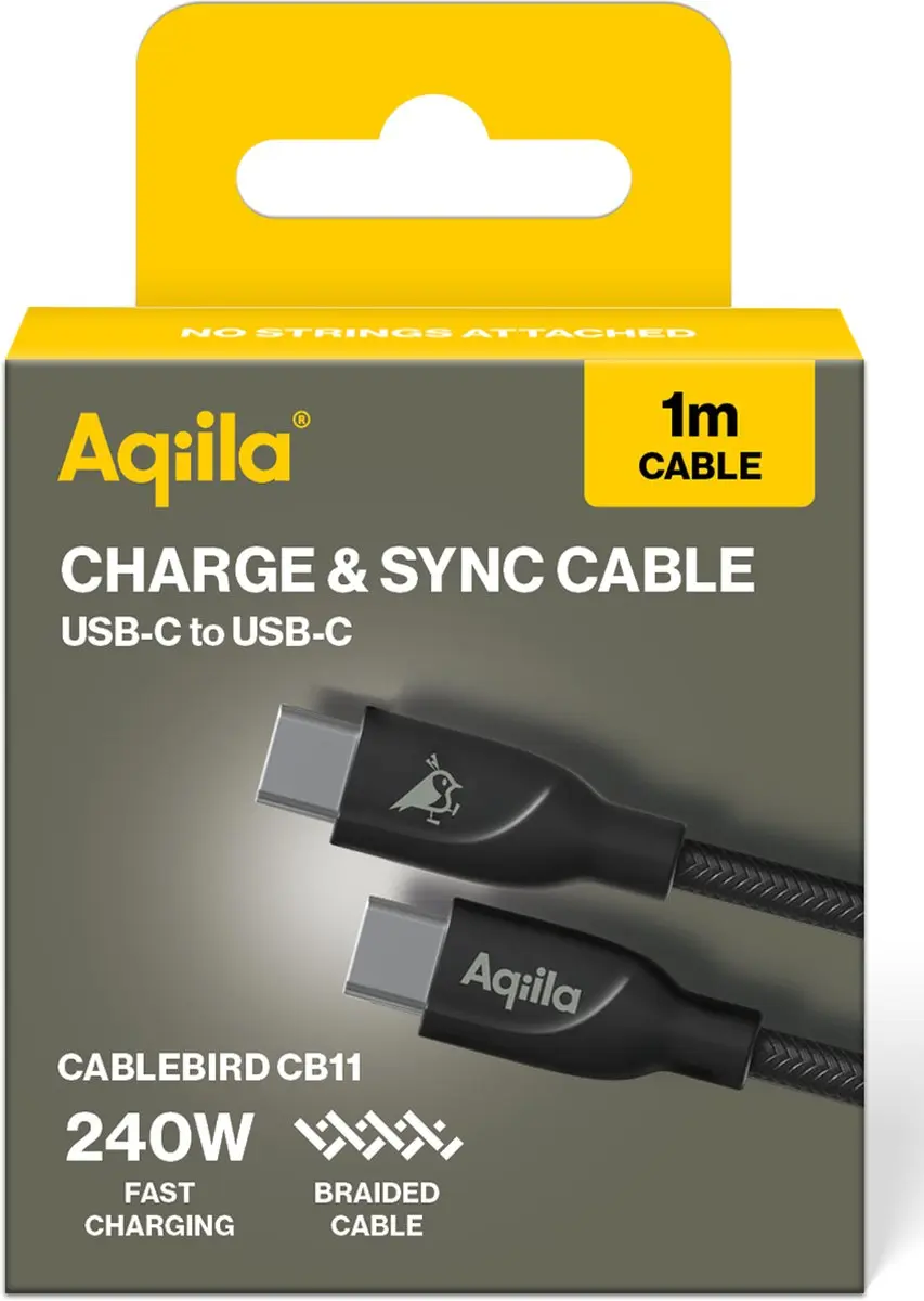 Aqiila Laadkabel USB-C naar USB-C 240W PD - 1m - Zwart