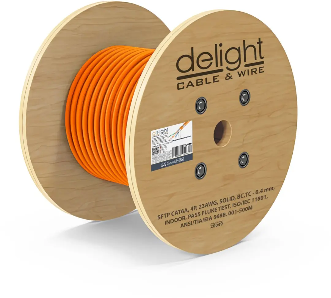 Delight Cat.6A SF/UTP Netwerkkabel 500m Oranje - Fluke Getest
