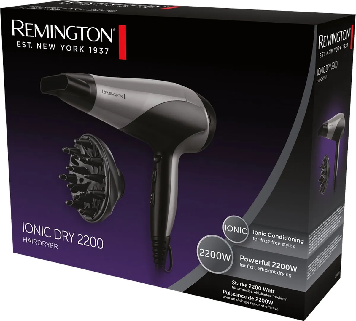 Remington D3190S Föhn 2200W - Zwart - afbeelding 6 van 6