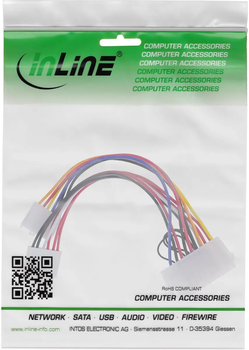 InLine ATX 20-pins P8 P9 Voedingskabel 0,20m Wit