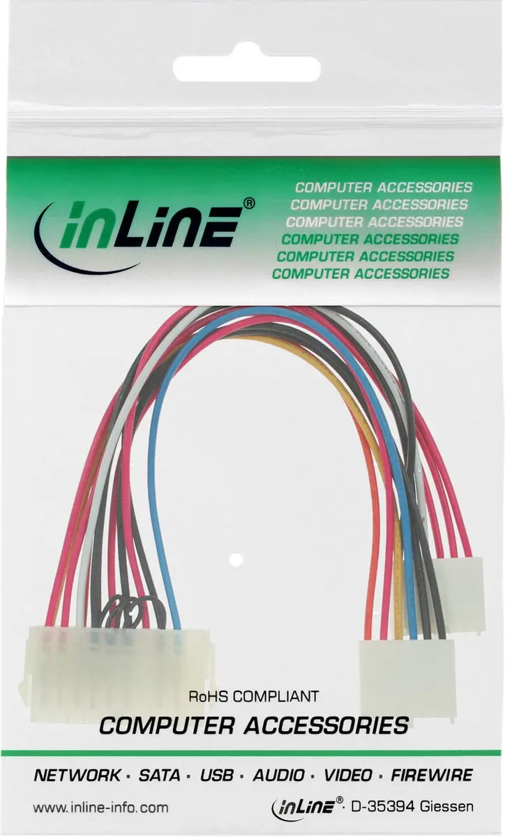 InLine ATX 20-pins P8 P9 Voedingskabel 0,20m Wit