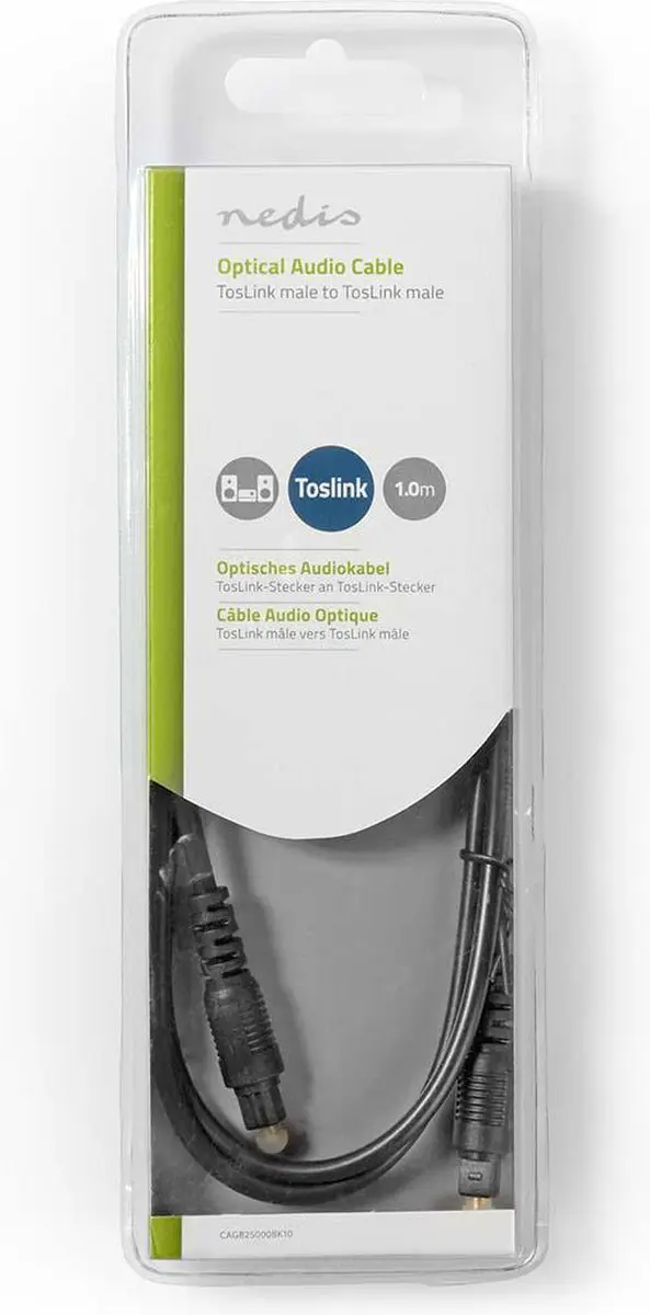 Nedis Optische Audiokabel CAGL25000BK10 - 1m - Zwart