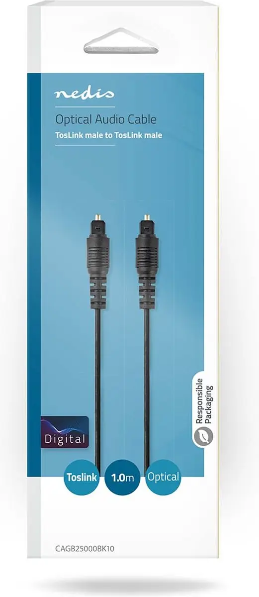 Nedis Optische Audiokabel CAGL25000BK10 - 1m - Zwart