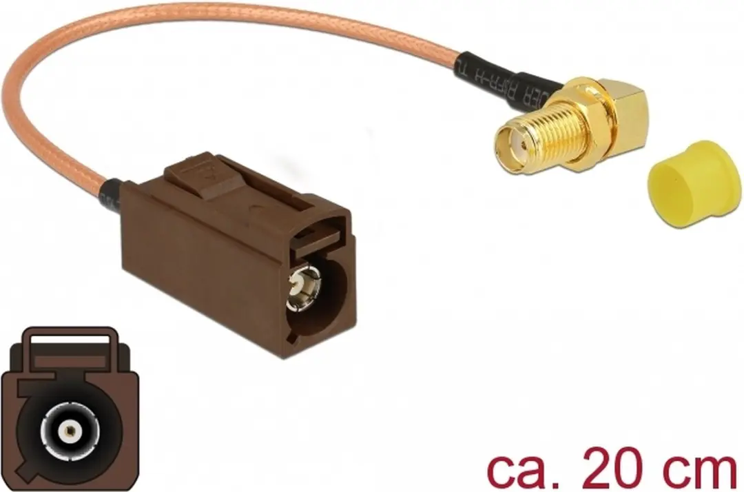 Delock Fakra naar SMA Haaks Adapterkabel RG316 50 Ohm - 0,20m