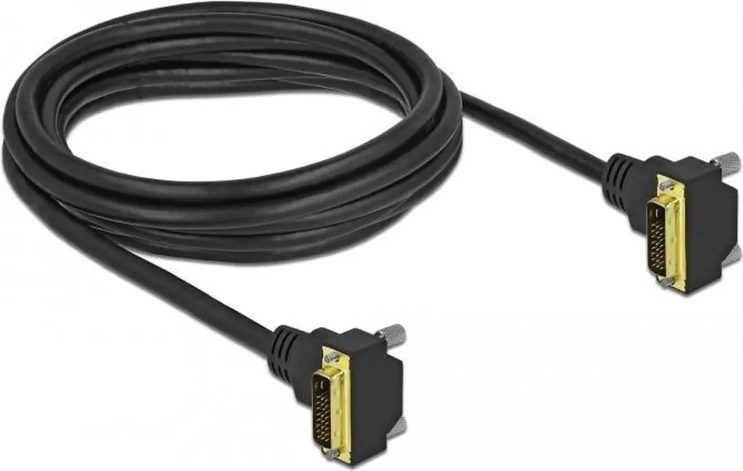 Delock DVI Kabel 18+1 M/M Hoekig 3m - Zwart