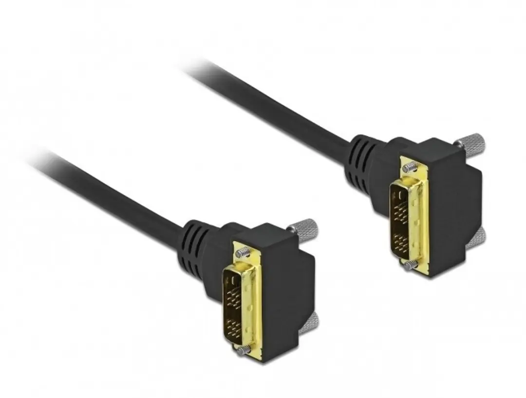 Delock DVI Kabel 18+1 M/M Hoekig 3m - Zwart